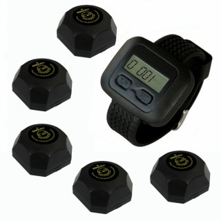 SINGCALL Wireless Waiter Service Calling System for Bank Pack of 5 Buttons and 1 pc Watch For Restaurant Cafe Fast Food Restaurant Hotel Golf Club Bar Night Club Internet Cafe Game Room Karaoke Hospital Factory Office Anywhere needs attention of waiter