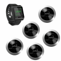 SINGCALL Wireless Restaurant Service Call System Three button Pager Service Bill Cancel 360 Degree Waterproof No Screw Pager Pack of 5 Pagers and 1 Receiver
