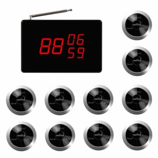 SINGCALL Wireless Kitchen Waiter Calling System Table Paging System For Restaurant Hotel Factory Office Pack of 10 Pagers and 1 Receiver
