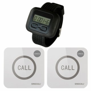 SINGCALL Wireless Calling System Calling System for Cafe Restaurant Hotel Bank Call Staff Pack of 2 Pagers and 1 Watch