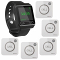 SINGCALL Wireless Restaurant Service Call System Service Paging System Pack of 5 Pagers and 1 Watch