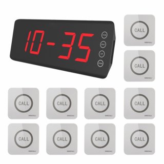 SINGCALL Remote Call Button Service Bell Nurse Call Button Beepers Pack of 10 Pagers and 1 Receiver