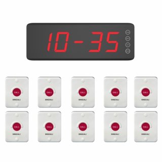 SINGCALL Calling Bell Table Office Customer Paging System Factory Paging System Pack of 10 Pagers and 1 Receiver