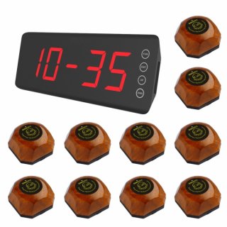 SINGCALL Wireless School Bell System Waiter Service Calling System Pack of 10 Pagers and 1 Receiver