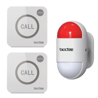 TAOCTEE Alarm Systems Emergency Strobe Siren Alarm Kit for Hotel Home Shop 1 Red Siren 2 Call Buttons