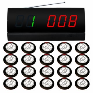 SINGCALL Waiter Calling Bell System Pack of 20 pcs Service Buzzers and 1 pc Signal Receiver of APE2000